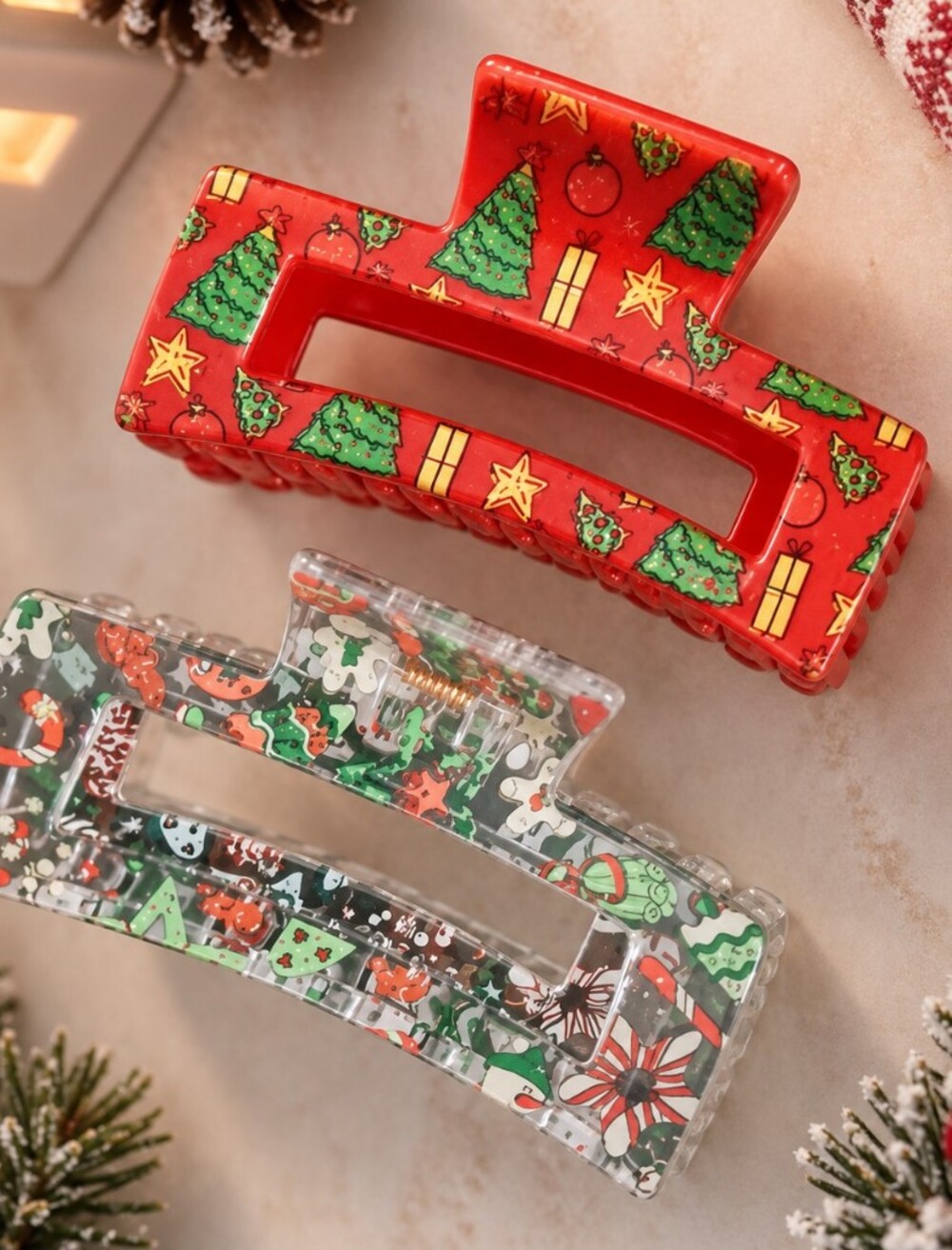 Christmas Claw Clip Set Christmas Tree Gingerbread Men Candy Cane New
